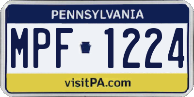 PA license plate MPF1224