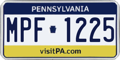 PA license plate MPF1225