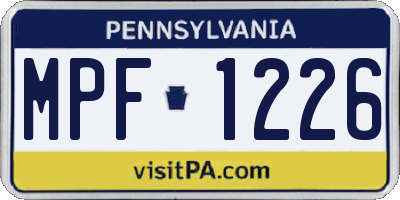 PA license plate MPF1226