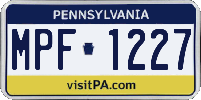 PA license plate MPF1227