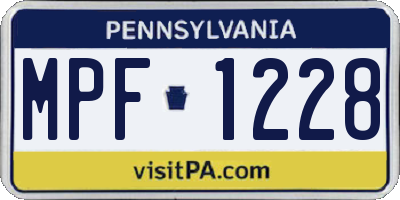 PA license plate MPF1228