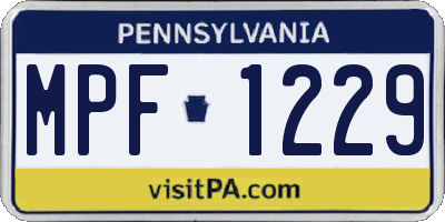 PA license plate MPF1229