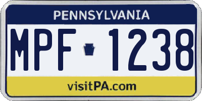 PA license plate MPF1238