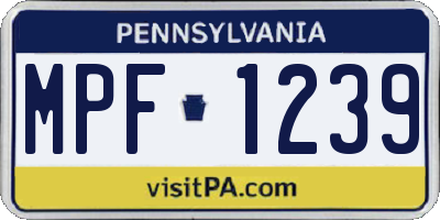 PA license plate MPF1239