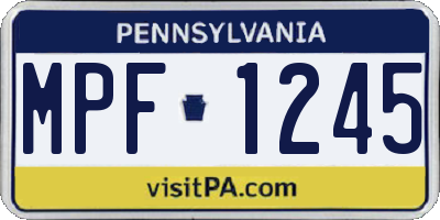 PA license plate MPF1245