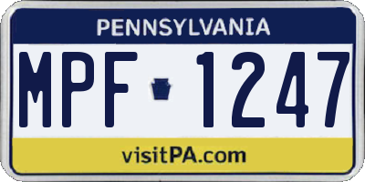 PA license plate MPF1247