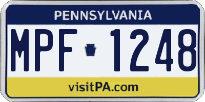 PA license plate MPF1248