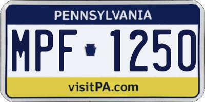 PA license plate MPF1250