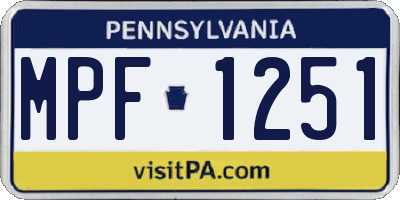PA license plate MPF1251