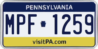 PA license plate MPF1259