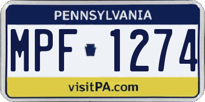 PA license plate MPF1274