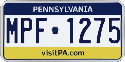 PA license plate MPF1275
