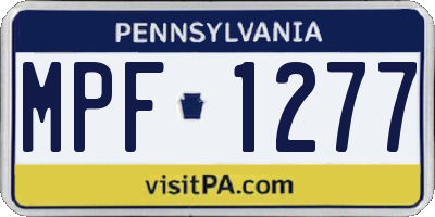 PA license plate MPF1277