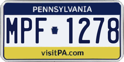 PA license plate MPF1278