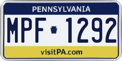 PA license plate MPF1292