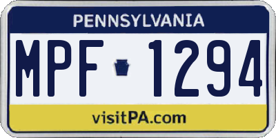 PA license plate MPF1294