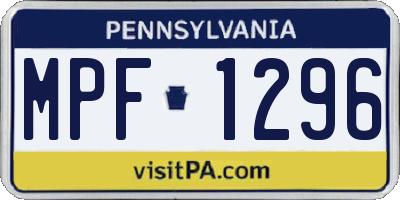 PA license plate MPF1296