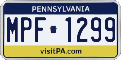 PA license plate MPF1299