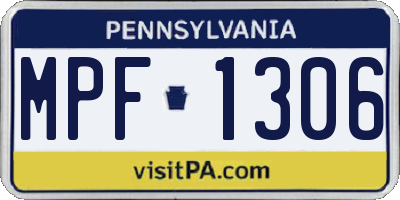 PA license plate MPF1306