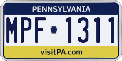 PA license plate MPF1311