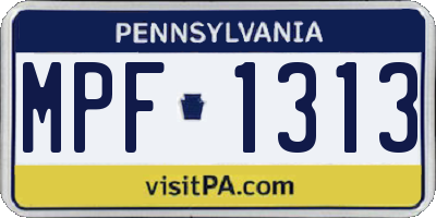 PA license plate MPF1313