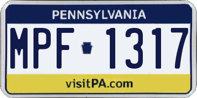 PA license plate MPF1317