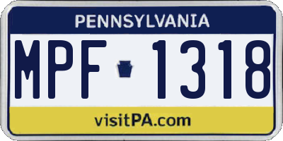 PA license plate MPF1318