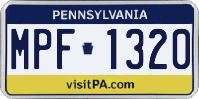 PA license plate MPF1320