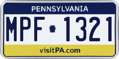 PA license plate MPF1321