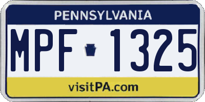 PA license plate MPF1325