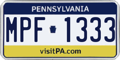 PA license plate MPF1333