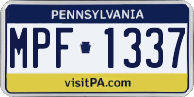 PA license plate MPF1337