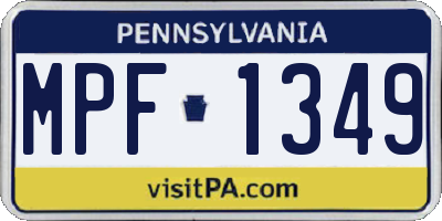 PA license plate MPF1349