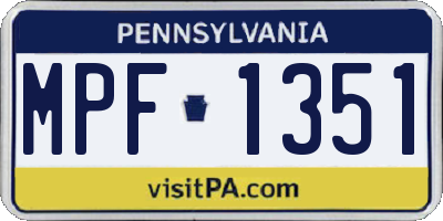 PA license plate MPF1351