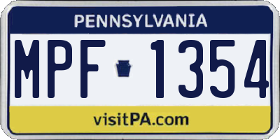 PA license plate MPF1354