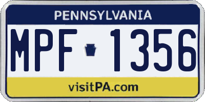 PA license plate MPF1356