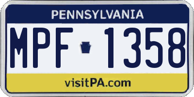 PA license plate MPF1358