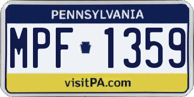 PA license plate MPF1359