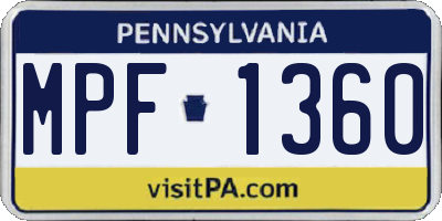 PA license plate MPF1360