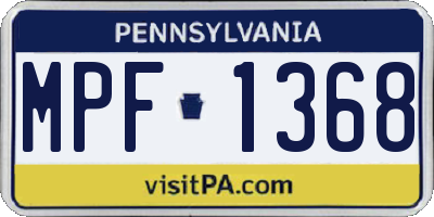PA license plate MPF1368