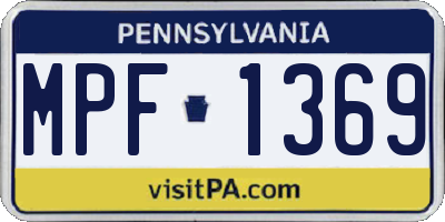 PA license plate MPF1369