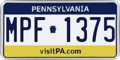 PA license plate MPF1375
