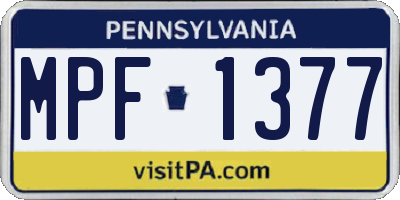 PA license plate MPF1377