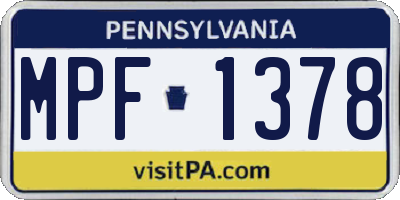 PA license plate MPF1378