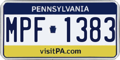 PA license plate MPF1383