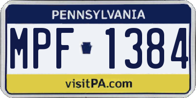 PA license plate MPF1384