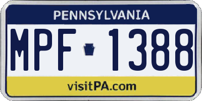 PA license plate MPF1388