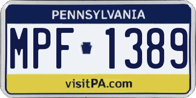 PA license plate MPF1389