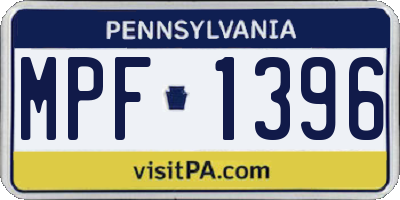 PA license plate MPF1396