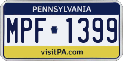 PA license plate MPF1399
